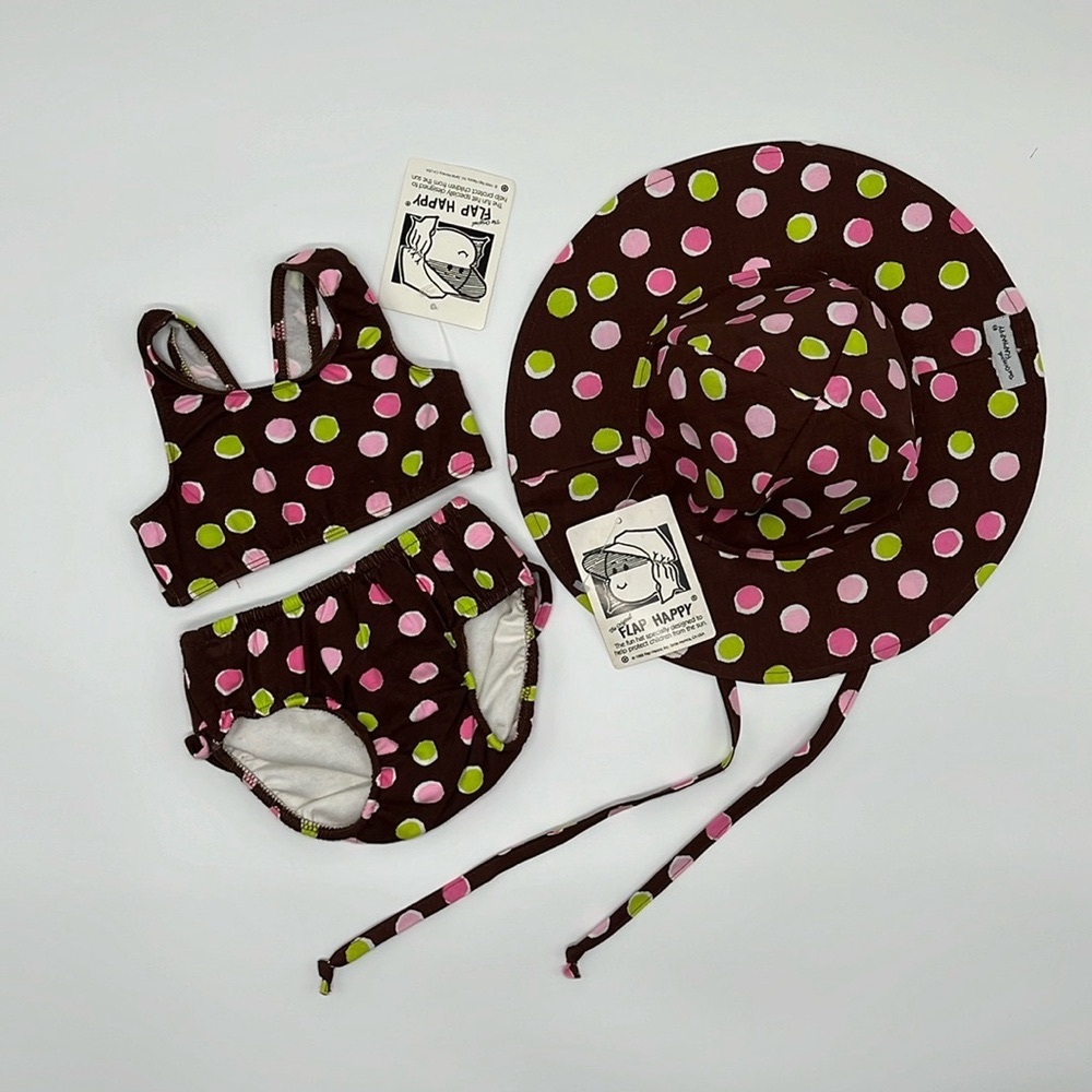 New with tags boutique Flap Happy swim diaper bikini and hat - bundle discounts